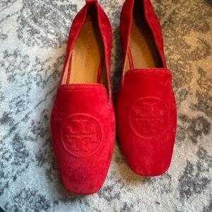 Tory Burch Red Suede Loafers sz 8
